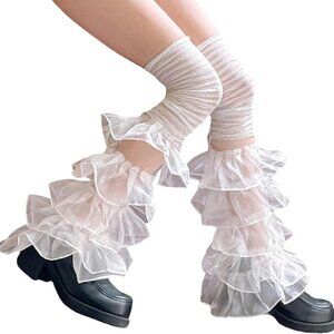Girl's Y2k Kawaii Lace Leg Warmers Gothic Harajuku Long Socks for Women